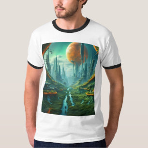 Alien Nature & Futuristic City Surreal Sci-Fi Art T-Shirt