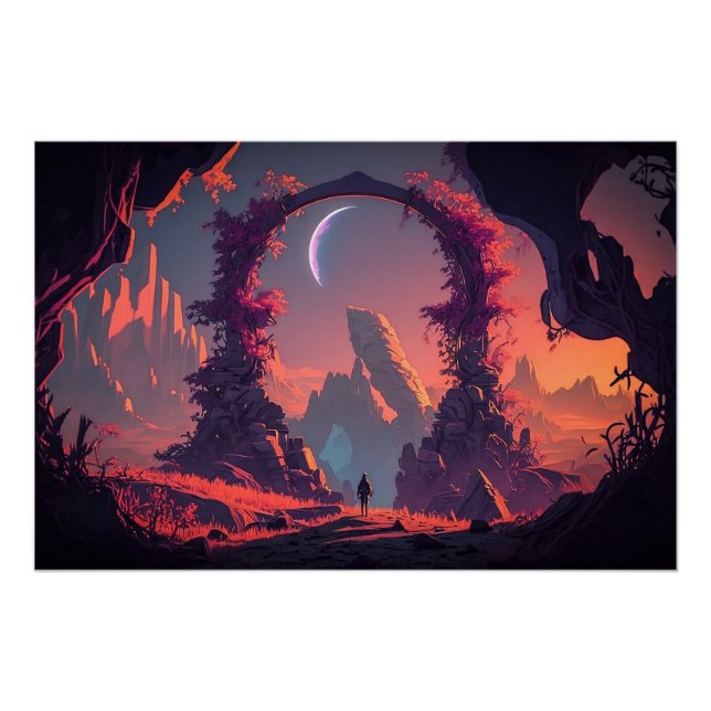 Alien Neon Landscape Poster (Front)