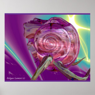 ALIEN NEREIDE,NYMPH OF WATER ,PINK SEASHELL Sci-Fi Poster