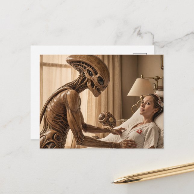 Alien Nurse Postcard (Front/Back In Situ)
