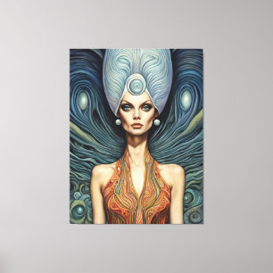 Alien on a Blue Background Canvas Print