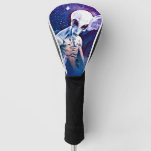 Alien on space background fantasy clouds digital golf head cover