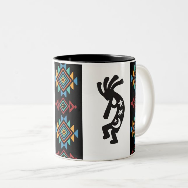 Alien or Human Kokopelli  Two-Tone Coffee Mug (Front Right)