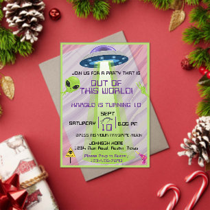 Alien Out of the World Any Age Birthday Acrylic Invitations