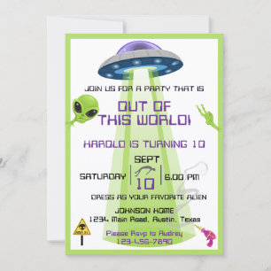 Alien Out of the World Any Age Birthday Invitation