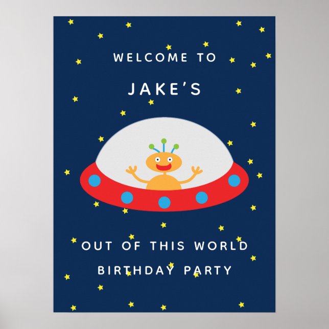 Alien out of this world birthday welcome sign (Front)