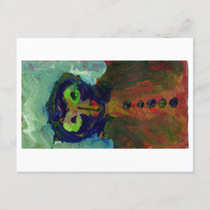 Alien/owl figure postcard