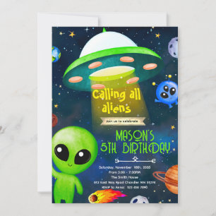Alien party theme invitation