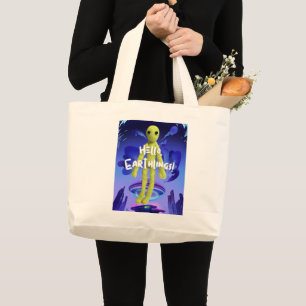 Alien Pattern Greeting Large Tote Bag