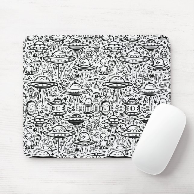 Alien Pattern Mouse Mat (With Mouse)