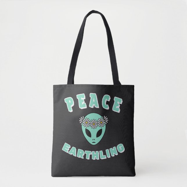Alien - Peace Earthling Tote Bag (Front)