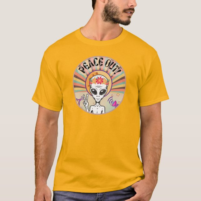 Alien Peace Out! Fun T-Shirt (Front)