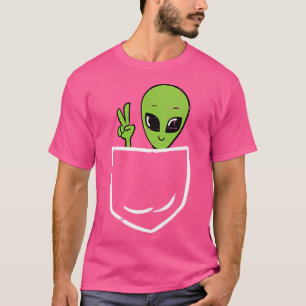 Alien Peace Pocket Ufo Extraterrestrial Space Men  T-Shirt