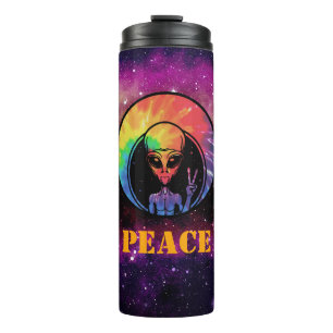 Alien "Peace" Tie Dye Space Thermal Tumbler