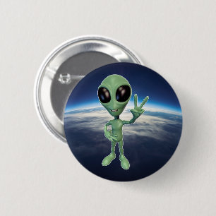 Alien - Peace V Sign 6 Cm Round Badge