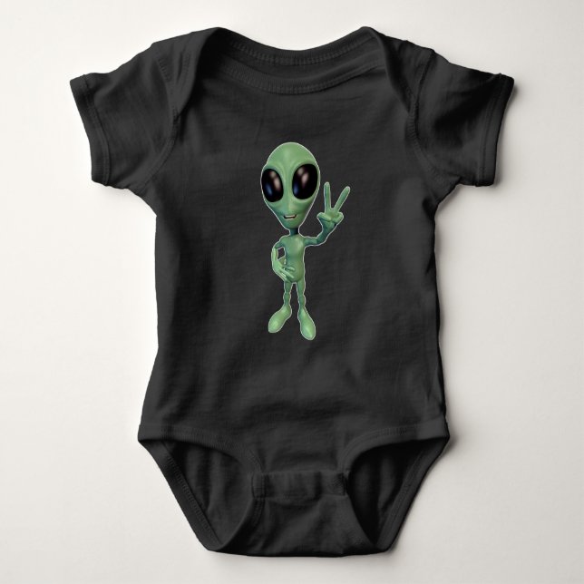 Alien - Peace V Sign Baby Bodysuit (Front)