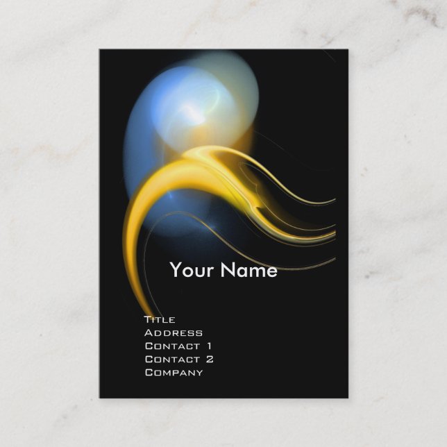 ALIEN PEARL MONOGRAM Vibrant black yellow blue Business Card (Front)