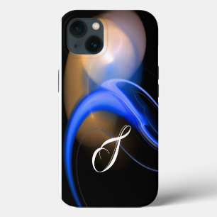 ALIEN PEARL MONOGRAM White Blue Fractal Swirls iPhone 13 Case
