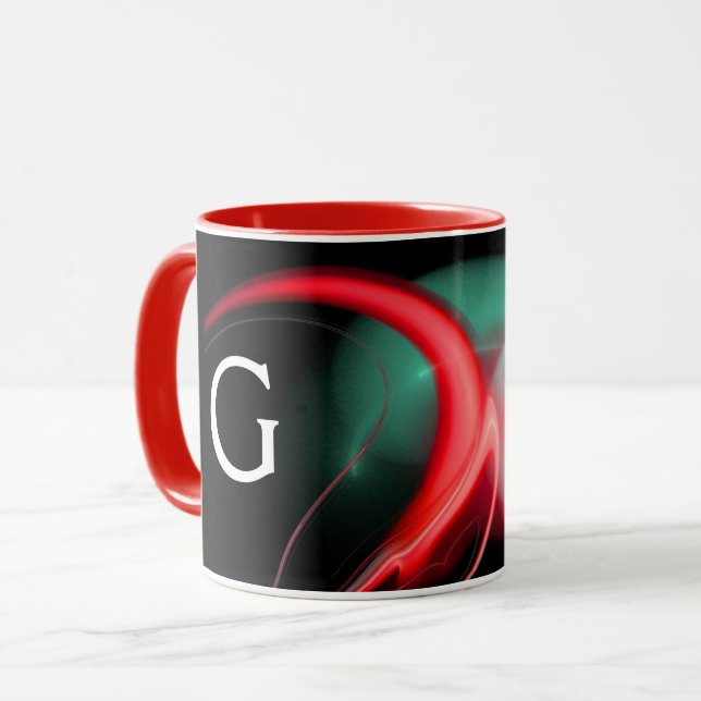 ALIEN PEARL Red Green  Black Fractals Mug (Front Left)