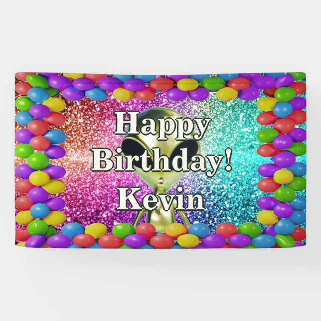 Alien Personalised character birthday banner (Horizontal)