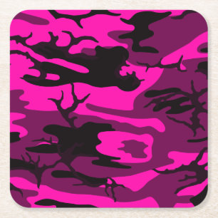 Alien Pink Camo Square Paper Coaster