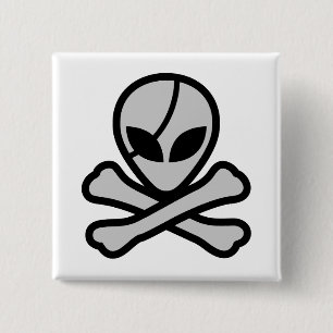 Alien Pirate 15 Cm Square Badge
