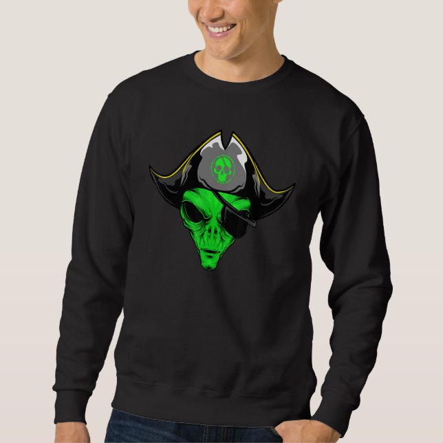 Alien Pirate Hat  Halloween Costume Sweatshirt (Front)
