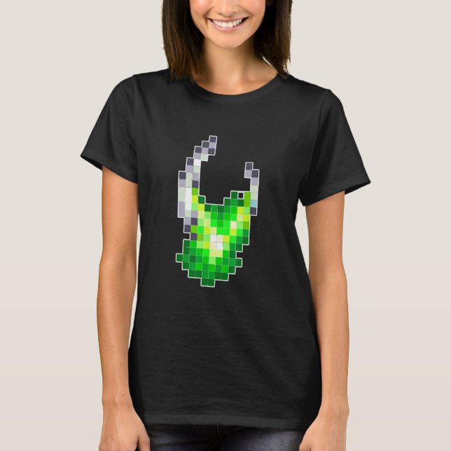 Alien Pixel Geek Nerd Retro Graphic T-Shirt (Front)