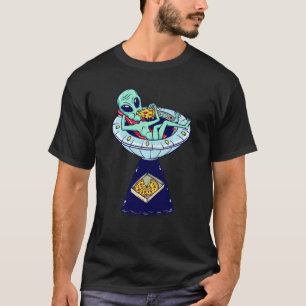 Alien Pizza Illustration Space Ufo Graphic T-Shirt