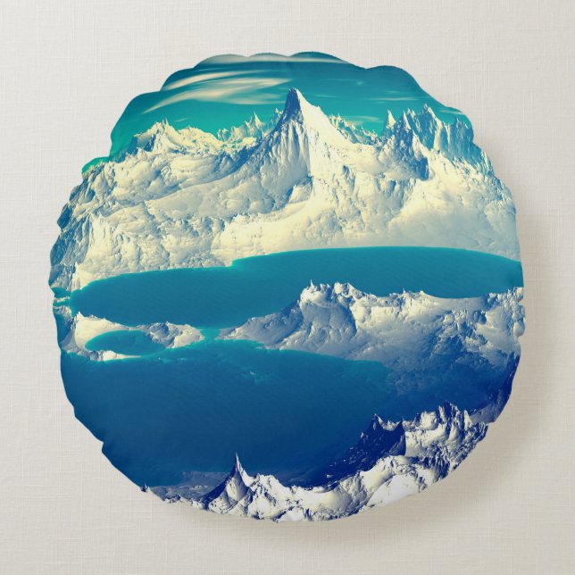 Alien Planet - 3D ed Computer Artwork. Rocks and s Round Cushion (Front)