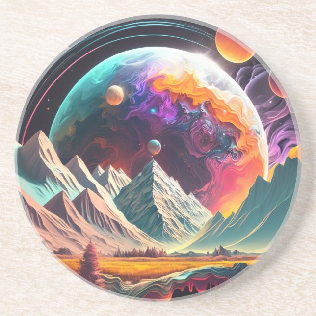 Alien planet illustration coaster (Front)