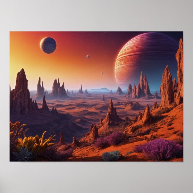 Alien Planet Landscape Poster (Front)