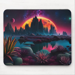 Alien planet Setting Moon Mouse Mat