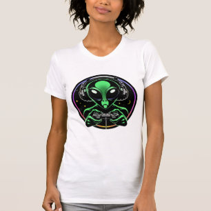 Alien Playing Video Games   Stellar Button Smasher T-Shirt