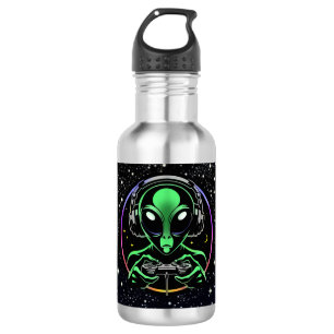 Alien Playing Video Games with Star Background 532 Ml Water Bottle