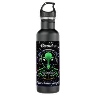 Alien Playing Video Games with Star Background 710 Ml Water Bottle