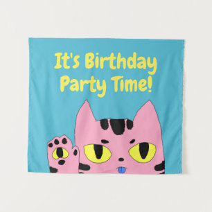 Alien Pocket Cat Birthday Time Tapestry