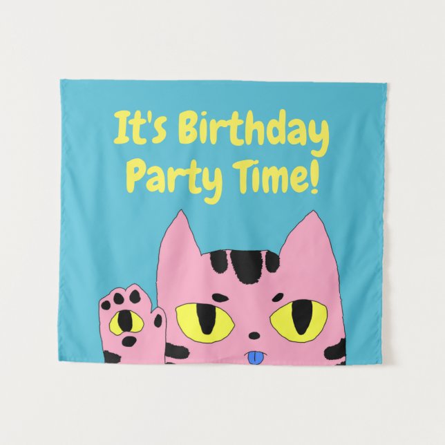 Alien Pocket Cat Birthday Time Tapestry (Front (Horizontal))