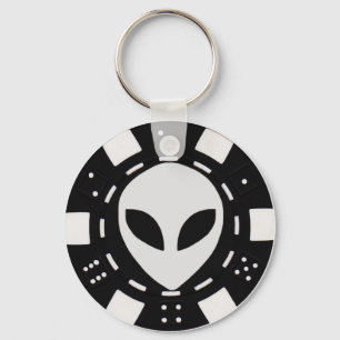 alien poker chip black key ring