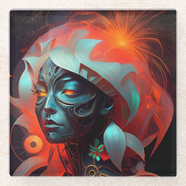 Alien Princess Glass Coaster (Front)