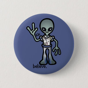 alien probe. 6 cm round badge