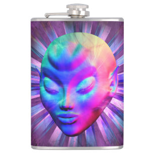 Alien Psychedelic Meditation Hip Flask