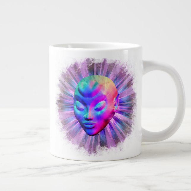 Alien Psychedelic Meditation Large Coffee Mug (Right)