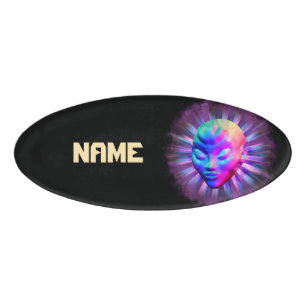 Alien Psychedelic Meditation Name Tag