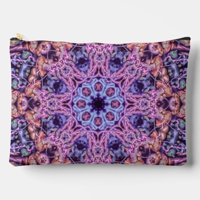 Alien Purple Psychedelic Kaleidoscopic Mandala Accessory Pouch (Front)