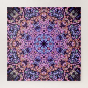Alien Purple Psychedelic Kaleidoscopic Mandala Jigsaw Puzzle