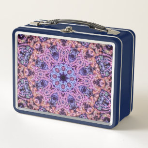 Alien Purple Psychedelic Kaleidoscopic Mandala Metal Lunch Box