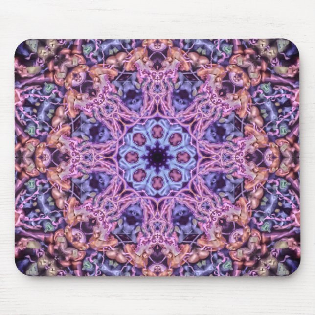 Alien Purple Psychedelic Kaleidoscopic Mandala Mouse Mat (Front)