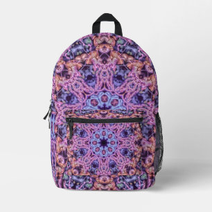 Alien Purple Psychedelic Kaleidoscopic Mandala Printed Backpack