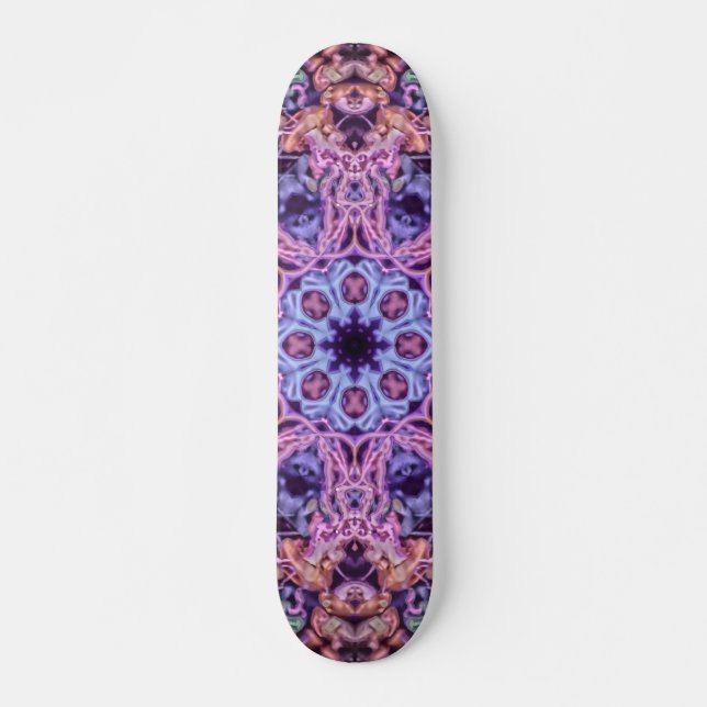 Alien Purple Psychedelic Kaleidoscopic Mandala Skateboard (Front)